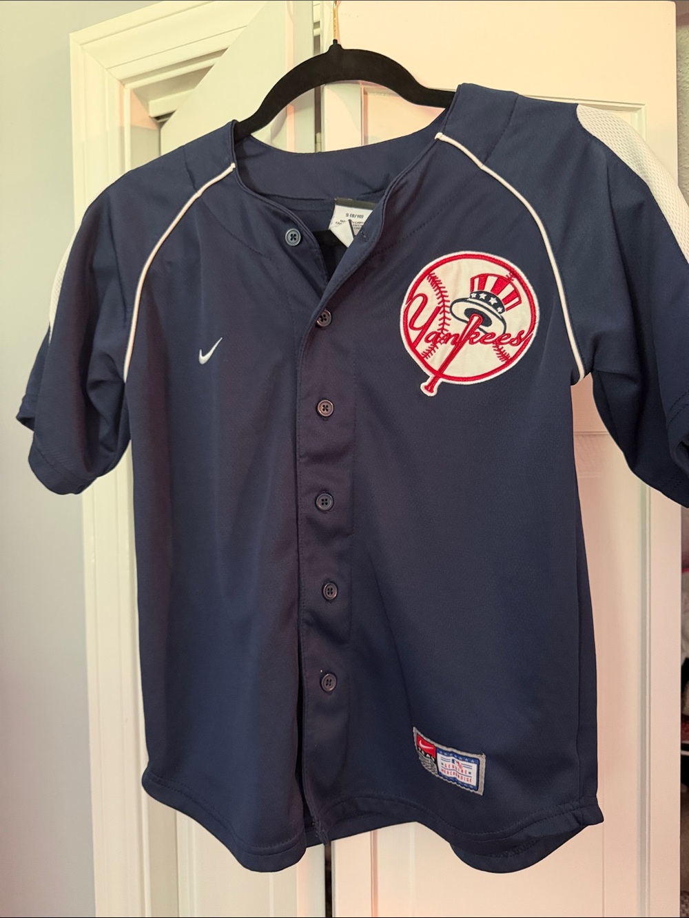 Nike Navy Blue Kids Yankees Button-Up Baseball Jersey